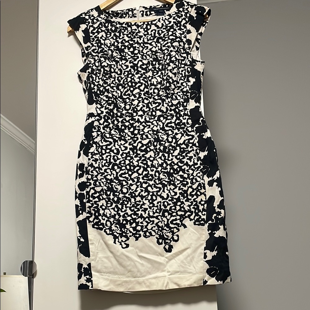 French Connection Black and White Sheath Mini Dress
